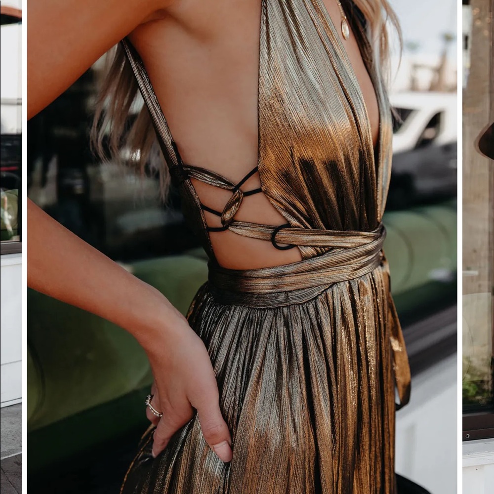 Vici metallic maxi tie dress